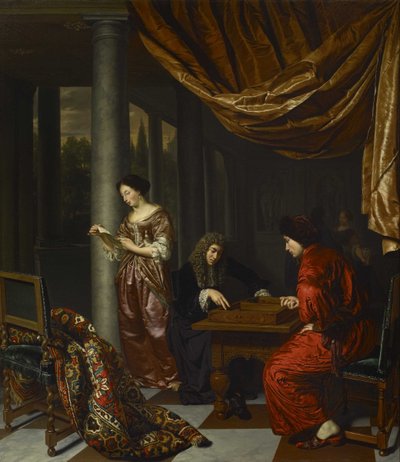 Interior with Figures Playing Tric-Trac by Frans van Mieris